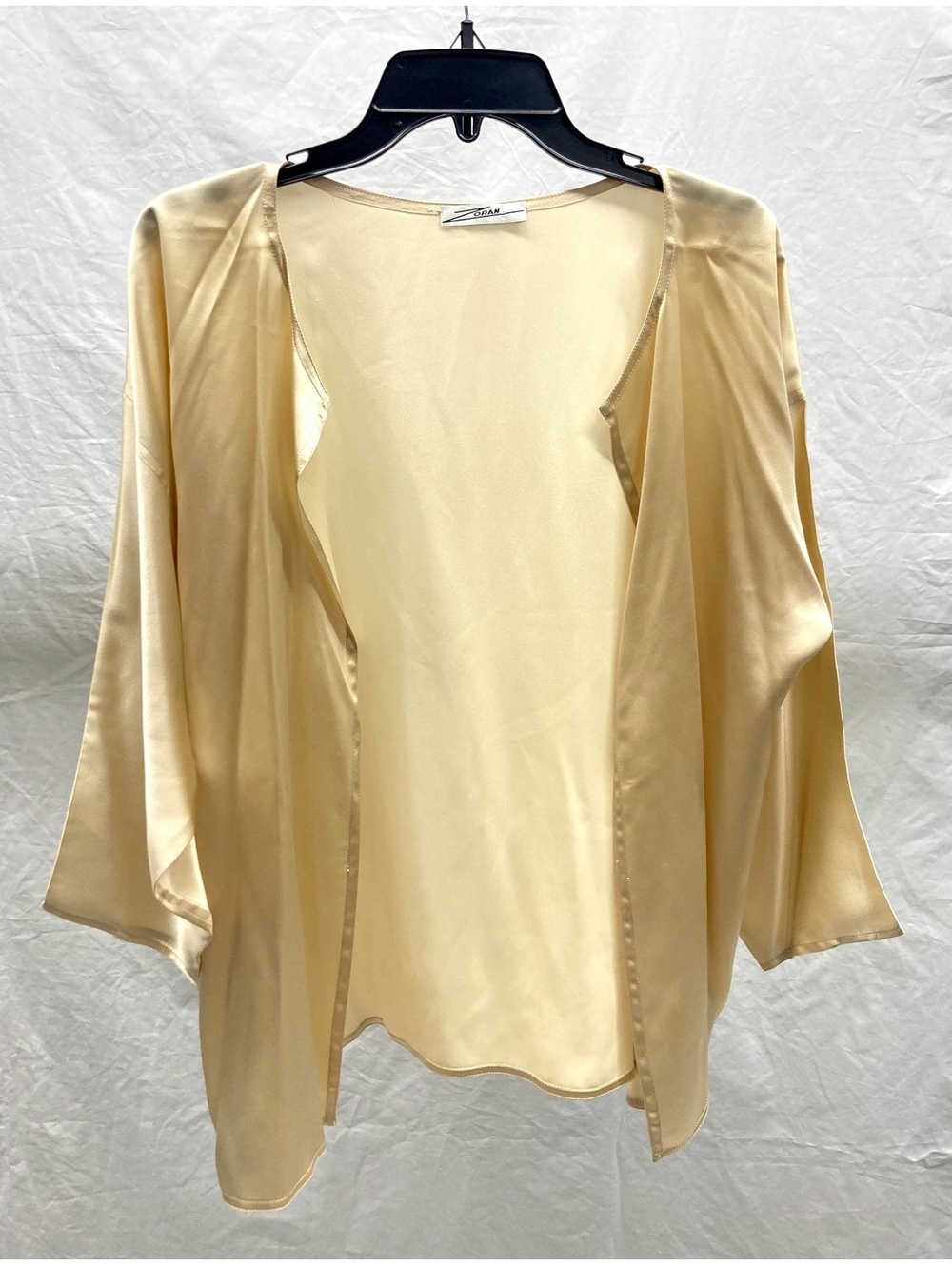 Zoran Light Tan Thin Silk Satin Open Jacket One Size